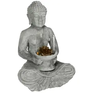 Atmosphera Créateur D'intérieur - Statuette bouddha assis ciment H40cm