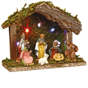 Fééric Lights and Christmas - Crèche de Noël Lumineuse 7 Santons 18cm Multicolore