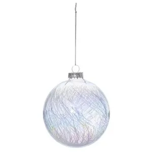 ATMOSPHERA Boule de Noël Craquelée "Souffle Polaire" 10cm Blanc pas cher