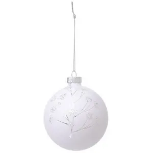 ATMOSPHERA Boule de Noël Paillettes "Souffle Polaire" 7cm Blanc