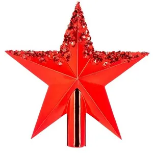 Déco Sapin de Noël Cimier étoile Argent Brillant pas cher