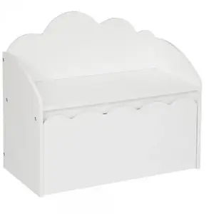 Comparateur de prix : Banc et coffre de rangement enfant en bois blanc 60 x 30 cm - atmosphera