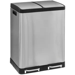 Comparateur de prix : 5 five simply smart Poubelle de Tri sélectif en Inox 2 bacs de 30 Litres ouverture à pédale