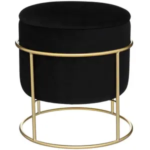 Comparateur de prix : Atmosphera - Pouf Coffre de Rangement Eliane - Velours et métal - Noir
