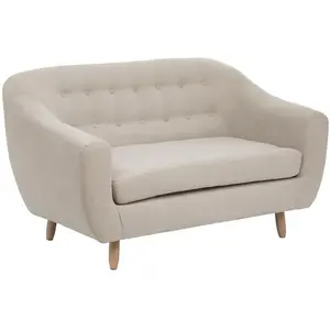 Canapé 2 places rétro - Beige lin - L 1M50 - Marque Atmosphera pas cher