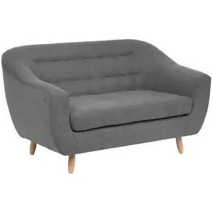 Atmosphera Canapé fixe - 2 places - Tissu gris - Retro - Pieds en bois pas cher