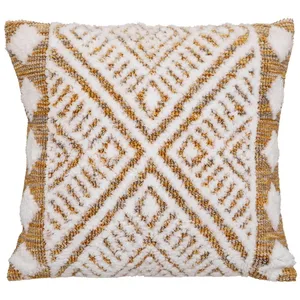 Comparateur de prix : HOMEMAISON Atmosphera - Coussin Miska - motifs tuftés - coton - ivoire - 45x45 cm