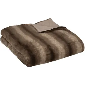 Atmosphera - Plaid Grizzli fausse fourrure marron - 180x230 cm 180x230 cm