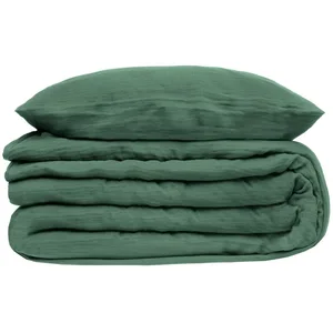 Atmosphera Housse de couette et taies gaze de coton vert celadon 220x240cm pas cher