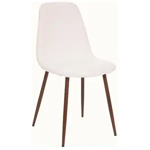 Comparateur de prix : ATMOSPHERA Chaise en imitation noyer à bouclette - Blanc - 44 x 51 x 85 cm