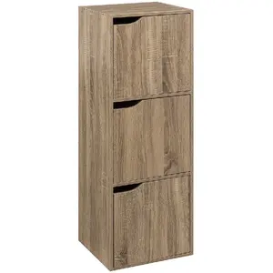 Comparateur de prix : FIVE 3S. x Home Étagère 3 cases avec portes Mix N' Modul effet chêne naturel