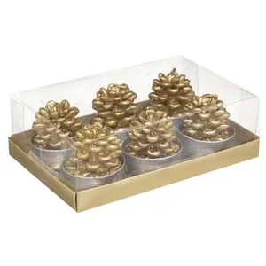 Comparateur de prix : Pp No Name Lot de 6 Bougies Pomme de pin h 4 cm - Feeric Christmas
