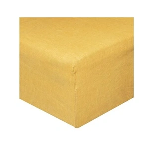 Atmosphera - Drap Housse bonnet 30 cm 100% Lin 160x200 cm - Jaune ocre pas cher