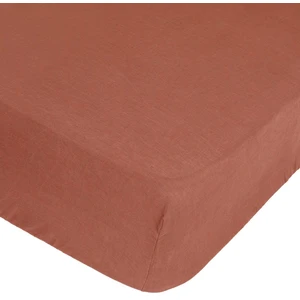 Comparateur de prix : ATMOSPHERA - Drap Housse bonnet 30 cm 100% Lin 160x200 cm - Marron terracotta