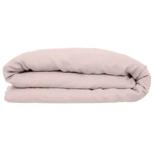 Atmosphera - Housse de couette Linah en lin lavé rose 260x240 cm pas cher