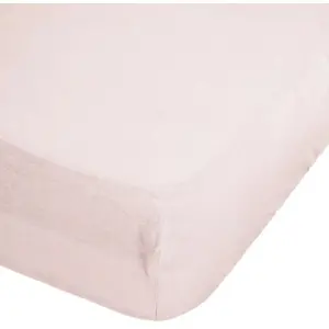 Comparateur de prix : Atmosphera - Drap housse Linah en lin lavé bonnet 30 cm rose 140x190 cm