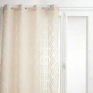 Comparateur de prix : Atmosphera - Voilage Sama impression jacquard 140 x 240 cm - Lin/Beige