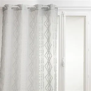HOMEMAISON - Voilage Sama impression jacquard 140 x 240 cm - Gris - Sama pas cher
