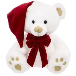 ATMOSPHERA Déco de Noël Peluche Ours et son bonnet de Père Noël h 48 cm - Feeric Christmas pas cher