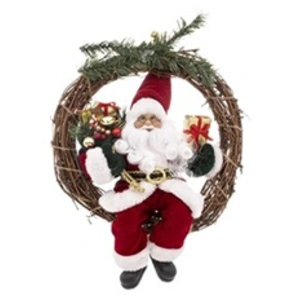 Comparateur de prix : Fééric Lights and Christmas Créateur d'intérieur - Couronne Père Noël Déco Soir 39cm Rouge & Beige