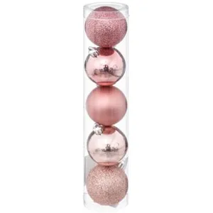 Comparateur de prix : FEERIC LIGHTS & CHRISTMAS Déco de sapin Lot de 5 Boules de Noël D 5 cm - Rose