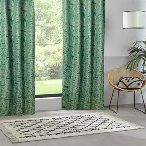 Non communiqué Rideau 140 x 260 cm Folha motifs jacquard vert cèdre Atmosphera - Vert