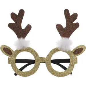 FEERIC LIGHTS & CHRISTMAS Lunettes Renne Doré pailleté - taille standard pour adulte pas cher