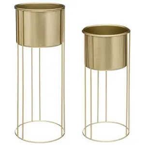 Comparateur de prix : ATMOSPHERA Lot de 2 Cache-Pots sur Pied "Artif" 58cm Or