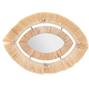 ATMOSPHERA Créateur d'intérieur - Miroir Mural Raphia Tropique Australe 44cm Beige pas cher