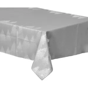 Nappe de Fêtes grise imprimé Sapin argenté 140 x 360 cm