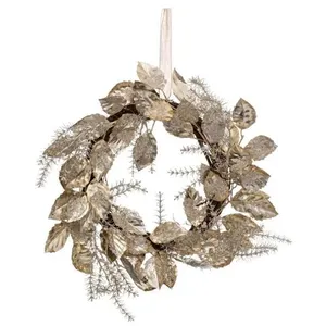 Comparateur de prix : Feeric lights & Christmas Atmosphera Créateur d'intérieur - Couronne de Noël Déco Feuilles 40cm Or