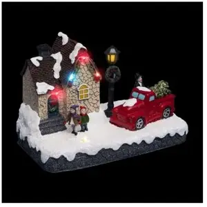 Comparateur de prix : ATMOSPHERA Village de Noël boutique de sapins 6 LED à piles Feeric lights & christmas