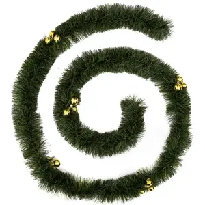 Guirlande de Noël large 10 cm Vert avec déco OR Longueur 2.7 mètres pas cher