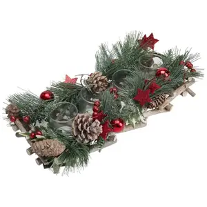 ATMOSPHERA Centre De Table Photophore "soir De Noël" 39cm Vert pas cher