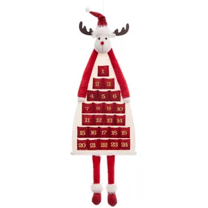 Comparateur de prix : Atmosphera Créateur d'intérieur Déco de Noël  Calendrier de l'Avent Renne rouge et blanc avec 24 pochettes