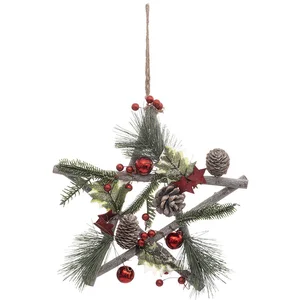 ATMOSPHERA Décoration Murale étoile "Soir" 30cm Naturel & Vert pas cher