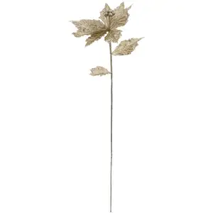 FEERIC LIGHTS & CHRISTMAS Branche décorative spéciale fêtes Poinsettia Or Fleur de Noël H 75 cm pas cher