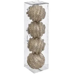 Déco de sapin Lot de 4 Boules de Noël D 8 cm Effet Maille - Or pas cher