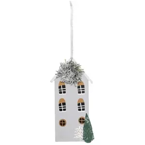 ATMOSPHERA Décoration de Noël maison grise H.13,5cm pas cher