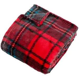 3S. x Home Plaid flanelle imprimé Brody 230x180cm - rouge