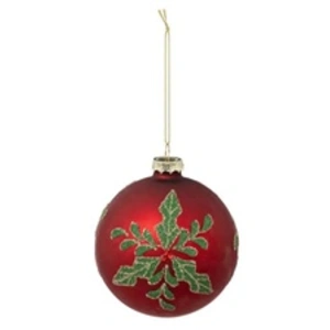 Comparateur de prix : ATMOSPHERA Boule de Noël en Verre "Houx" 10cm Rouge