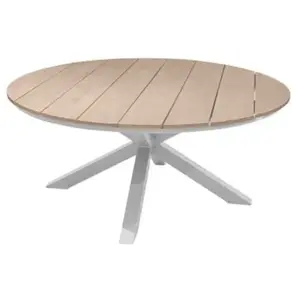 HESPERIDE Table de jardin ronde alu/acacia Oriengo Blanc - 8 places - Hespéride