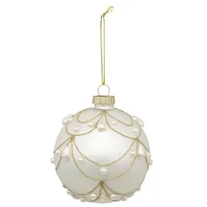 Non communiqué Atmosphera Créateur d'intérieur - Boule de Noël en Verre Drapée 8cm Blanc pas cher