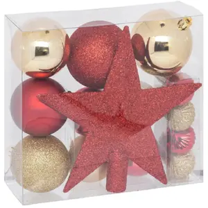 Comparateur de prix : FÉÉRIC LIGHTS AND CHRISTMAS Créateur d'intérieur - Kit 18 Pièces Déco Noël 21cm Rouge & Or