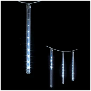 EMINZA Guirlande lumineuse Rideau lumineux 10 Tubes effet goutte 100 LED Blanc Froid