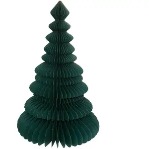 Sapin de Noël en papier plié Vert liseré Doré H 90 cm pas cher