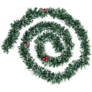 Comparateur de prix : Guirlande de Noël large 7.5 cm Vert avec Baies Rouge Longueur 2 mètres