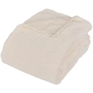 3S. x Home Plaid flanelle côtelé Arum 240x220cm - ivoire pas cher