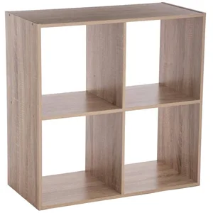 Comparateur de prix : 5 five simply smart Meuble Etagère 4 cases de rangement effet chêne naturel H 67.5 cm