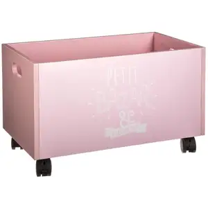 Comparateur de prix : Atmosphera - Coffre à jouets à roulettes rose - 48x30x28 cm T.U